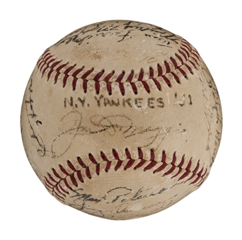 1951 World Champion New York Yankees Team Signed Ball (25 Sigs incl. DiMaggio, Mantle (rookie), Dickey, Mize (PSA/DNA)